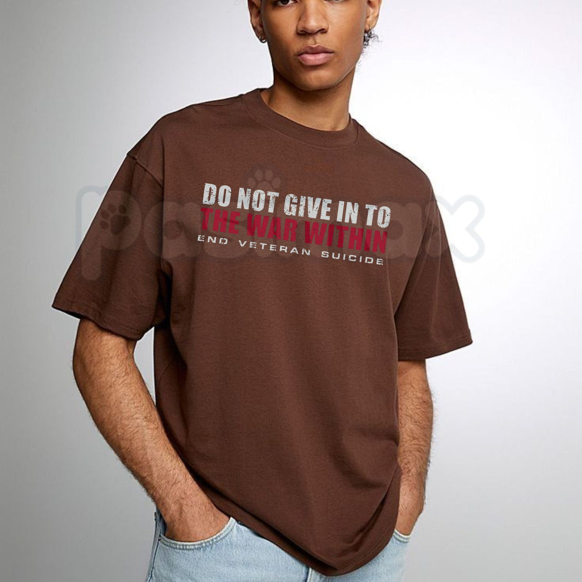 "Do Not Give In To The War Within" End Veteran Suicide Graphic Tee for Men