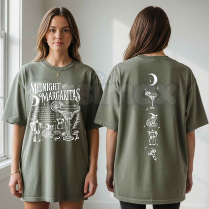 Comfort Colors® "Midnight Margaritas" 2-Sided T-Shirt – Retro Aesthetic Spooky Season Graphic Tee, Whimsical Witchy Vibes Unisex Top
