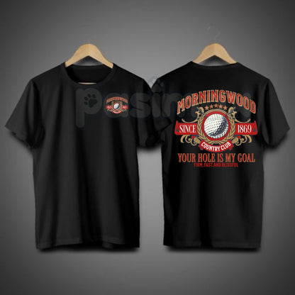 "Morningwood Country Club" Men’s Funny T-Shirt - Humorous Golf Graphic Tee, Classic Parody Country Club Shirt, Premium Heavyweight Unisex Casual Streetwear, Funny Golfer Gift Top, Witty Slogan Golfing Apparel