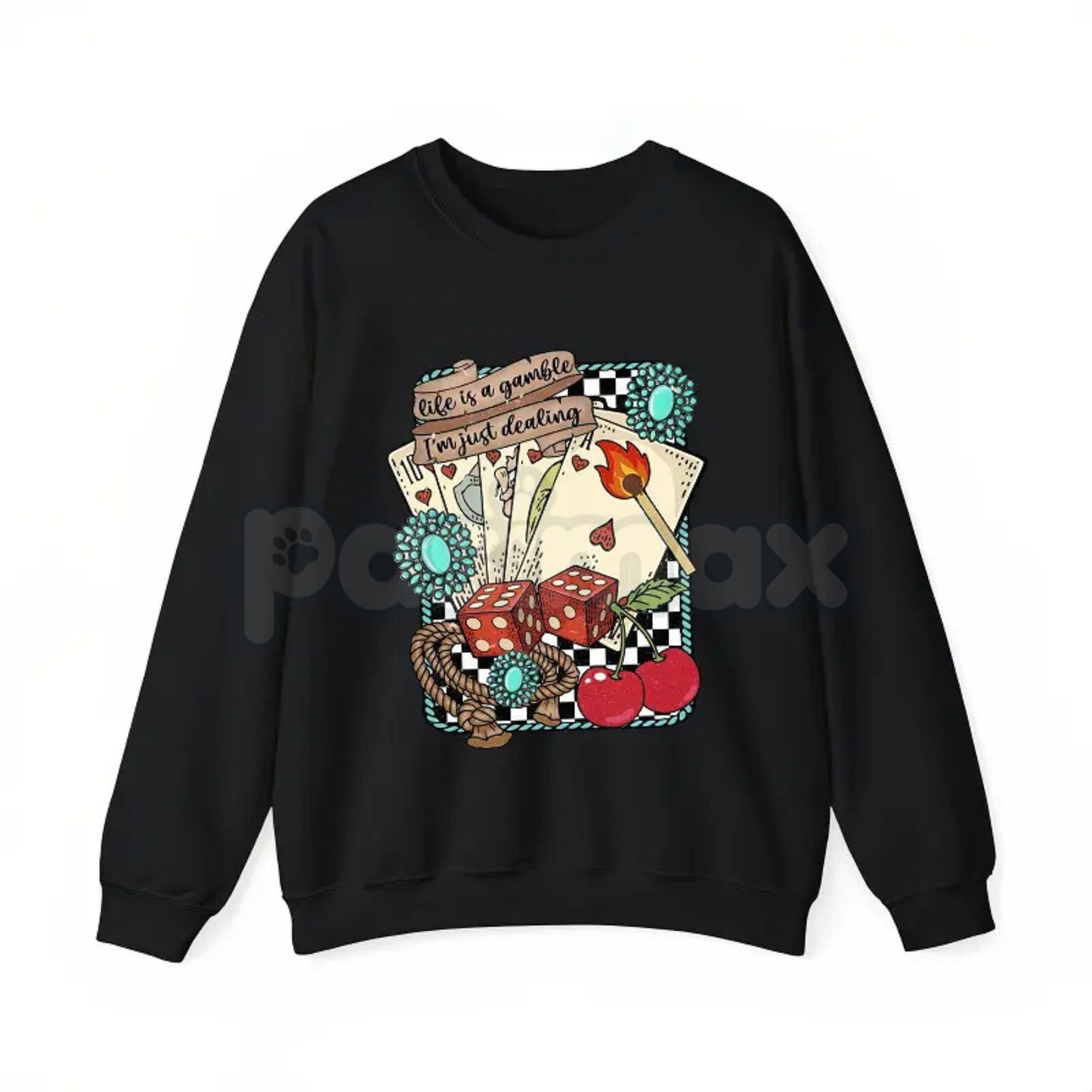 Life is a Gamble Shirt – Retro Turquoise Western Graphic Hoodie & Wild West Country Sweatshirt