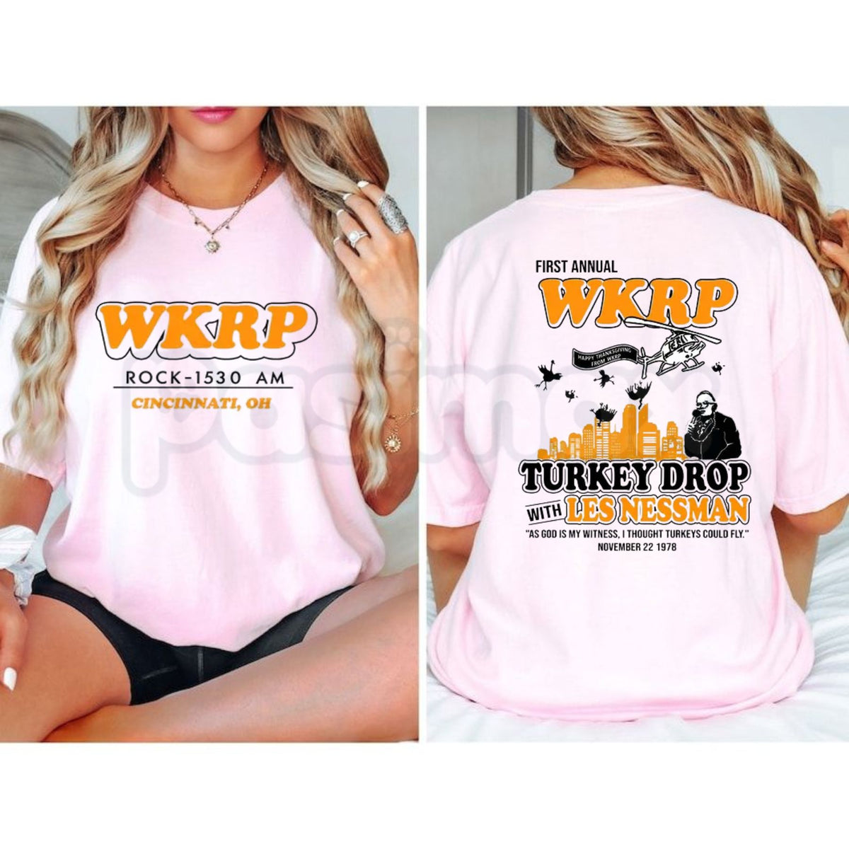 WKRP Turkey Drop T-Shirt – Les Nessman As God Is My Witness Thanksgiving Graphic Tee