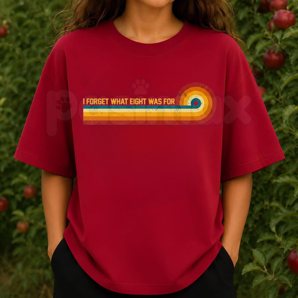 Retro Stripes Funny Saying I Forget What Eight Was For T-Shirt – 80s Rock Music Humor Tee