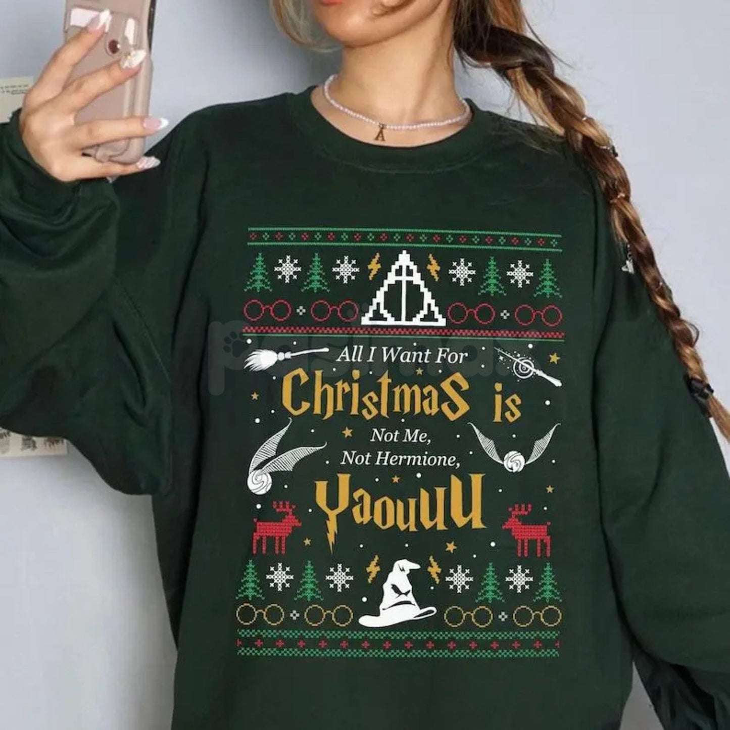 "All I Want for Christmas Is Not Me" Ugly Sweatshirt | Funny Women Xmas Crewneck | Self-Deprecating Holiday Sweater | Ironic Gag Gift