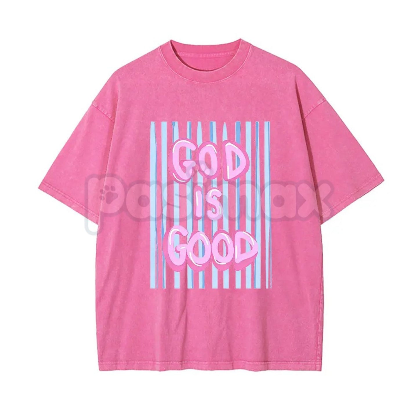Unisex God is Good Print Washed T-Shirt – Aesthetic Christian Faith Graphic Tee, Retro Faith-Based Oversized Top
