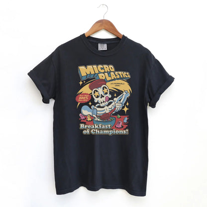 Micro Plastics Breakfast Skull Comfort Colors Shirt – Funny Food Graphic Tee, Skeleton T-shirt, Dark Humor Environmentalist Top