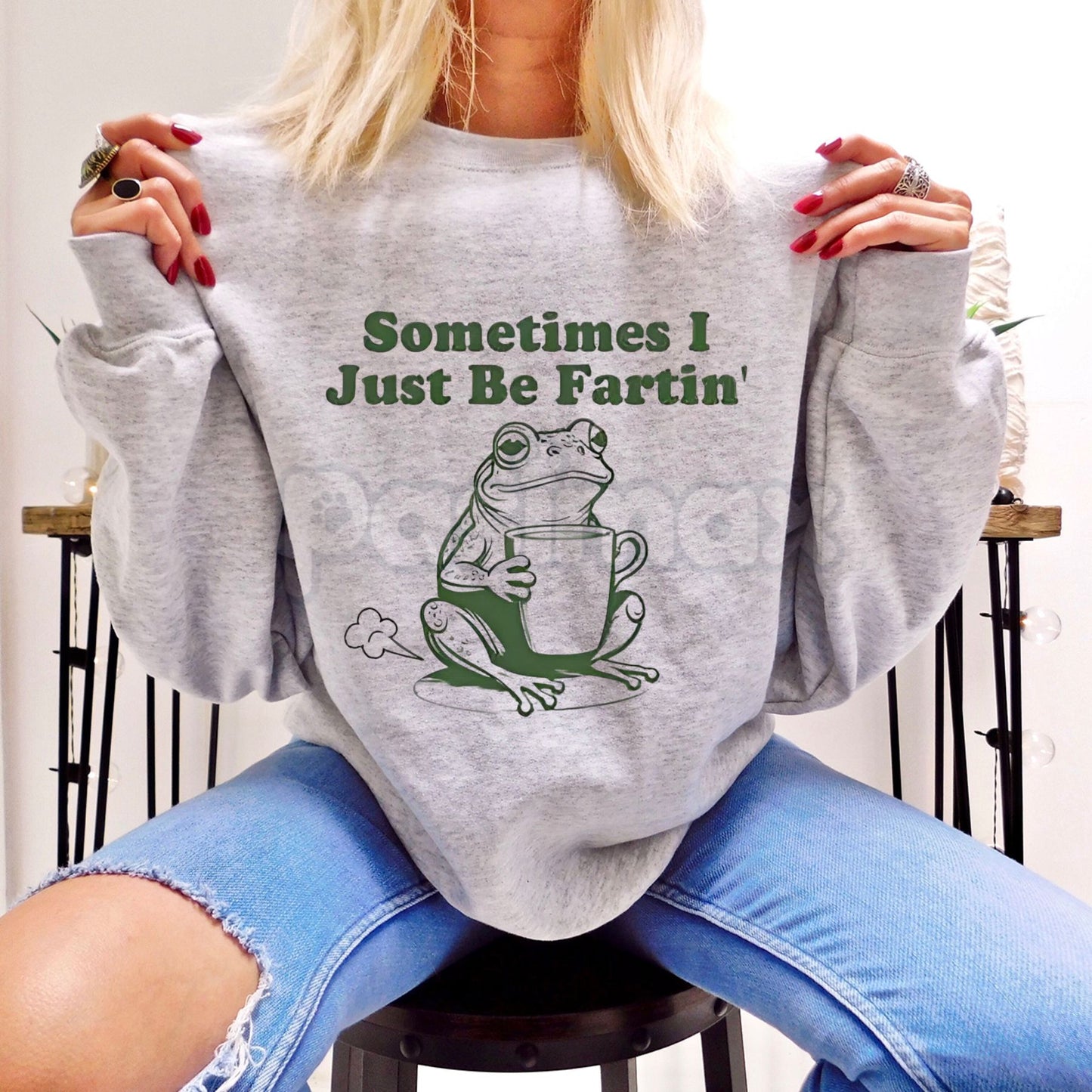 "Sometimes I Just Be Fartin'" Frog Sweatshirt | Funny Relatable Humor Crewneck | Absurdist Meme Shirt