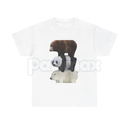 Stacked Bears Graphic Tee - Polar, Panda & Brown Bear Shirt, Minimalist Wildlife Nature Tee, Cute Animal Lover Gift, Premium Heavyweight Forest Animal Apparel