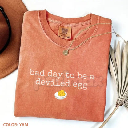 'Just A Bad Day To Be A Deviled Egg' Comfort Colors® T-Shirt – Quirky Foodie Humor Tee, Sarcastic Party Shirt