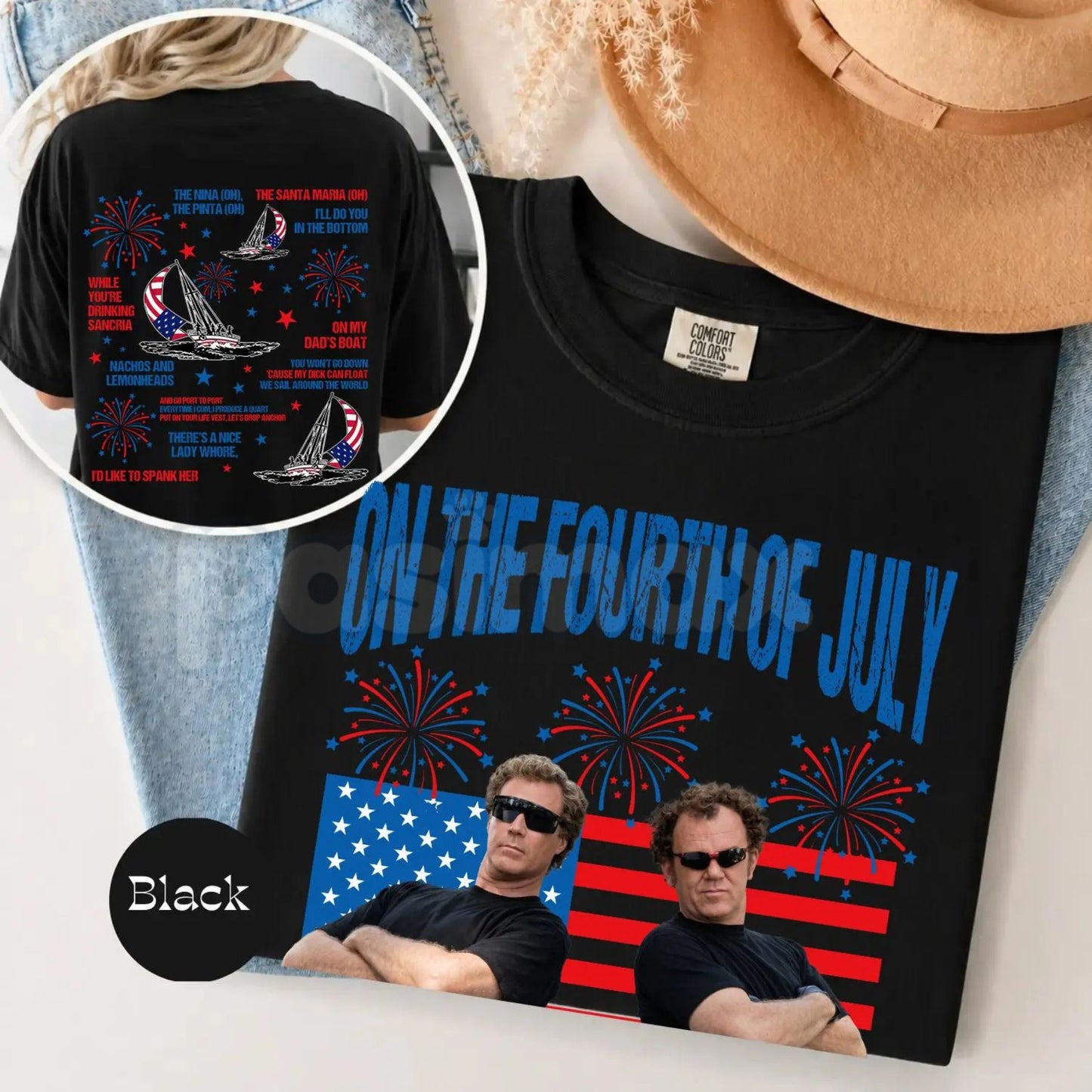 Comfort Colors® Step Brothers "Boats 'N Hoes" T-Shirt – Vintage Retro Summer Movie Shirt, Funny Prestige Worldwide Graphic Tee, Iconic Gift for Him