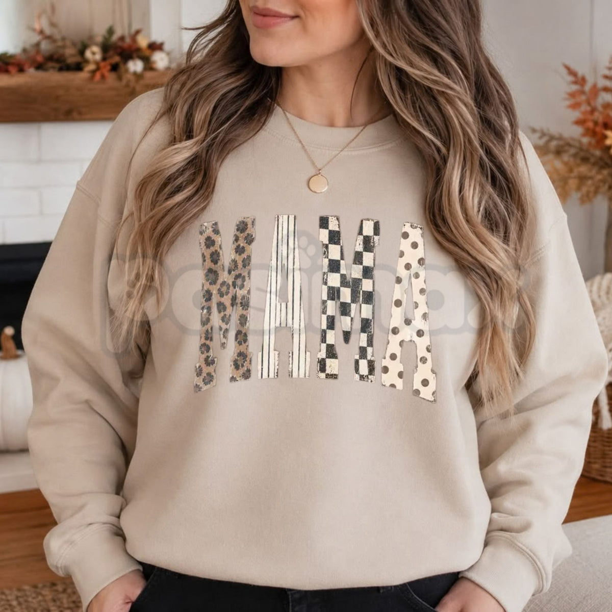 Leopard Stripe Mama Wifey Sweatshirt | Trendy Women's Graphic Crewneck