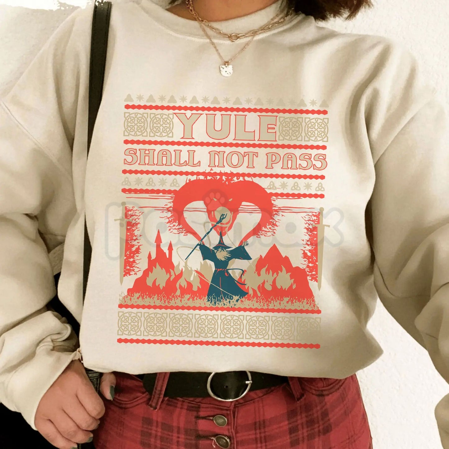 'Yule Shall Not Pass' Heavy Metal Sweatshirt | Balrog Death Metal Font LOTR Ugly Christmas Sweater