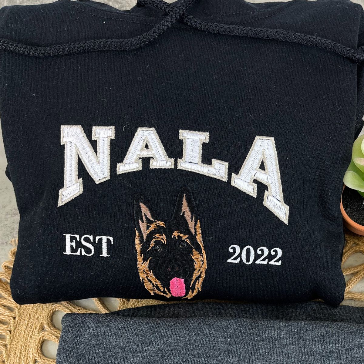 Personalized Varsity Dog Embroidered Hoodie with Dog Name