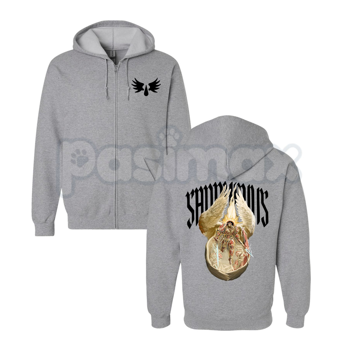 Sanguinius Primarch of Blood Angels Zip Hoodie – Warhammer 40k Tactical Gaming Apparel, Epic Sci-Fi Graphic Sweater