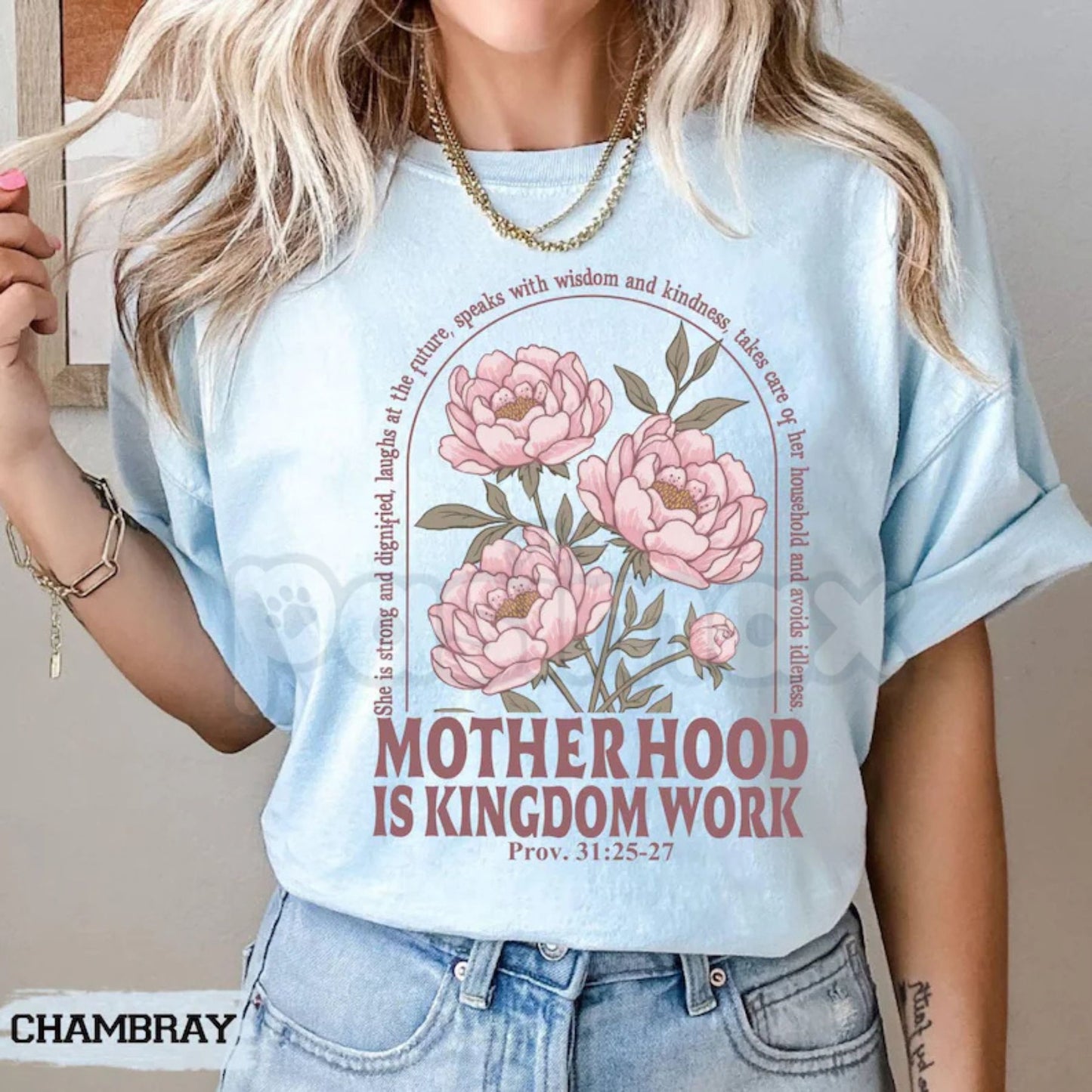 Comfort Colors® "Motherhood Is Kingdom Work" T-Shirt – Retro Christian Mama Tee, Aesthetic Faith-Based Mother’s Day Gift, Vintage Spiritual Mom Life Shirt