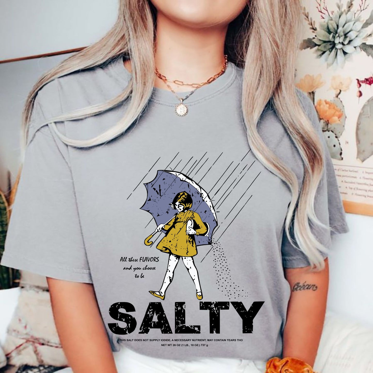 Women's Retro Salty Girl Shirt - Casual Summer Gift Tee, Vintage Beach Apparel