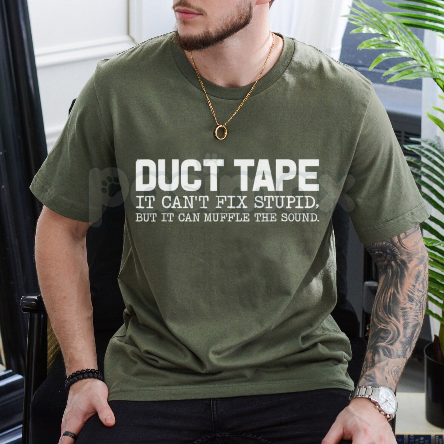 "Duct Tape Muffle The Sound" Funny T-Shirt – It Can't Fix Stupid Graphic Tee, Premium 100% Cotton Sarcastic Handyman Top, Soft Lived-In Heavyweight Problem Solver Shirt, Made in USA
