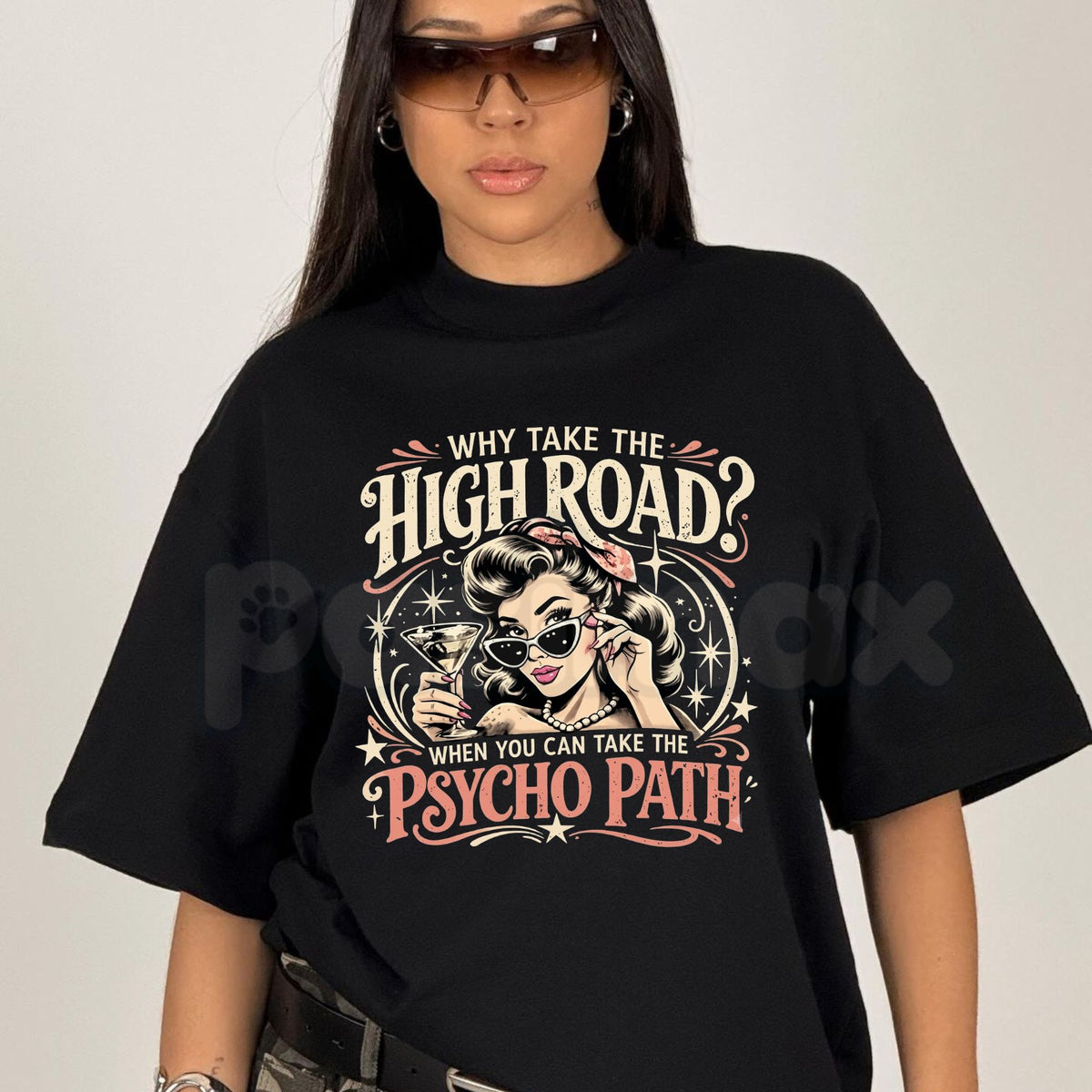 Retro Pin-Up Girl Graphic Cotton T-Shirt – Vintage Mid-Century Rockabilly Tee