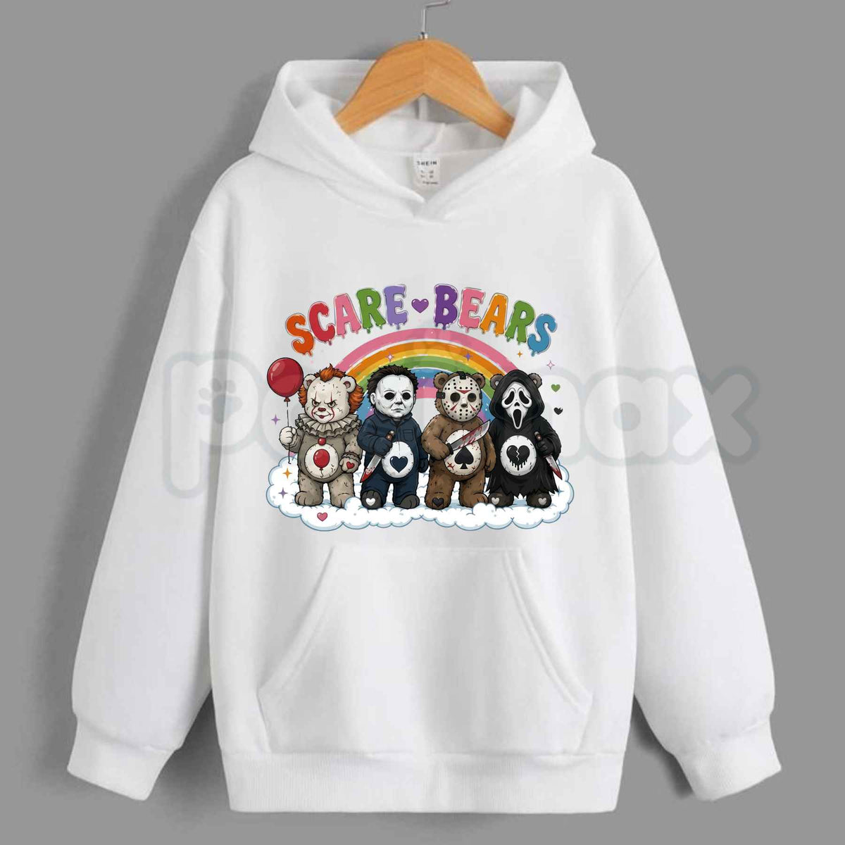 Scare Bears Cute Halloween Graphic Hoodie – Spooky Teddy Bear Pullover, Adorable Horror Vintage Style Sweatshirt, Unisex Heavy Blend