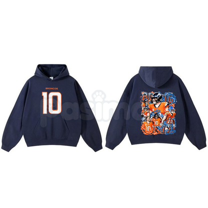 Bo Nix Vintage Football Hoodie – Denver Broncos QB Tribute Pullover, Retro College Draft Apparel, Unisex