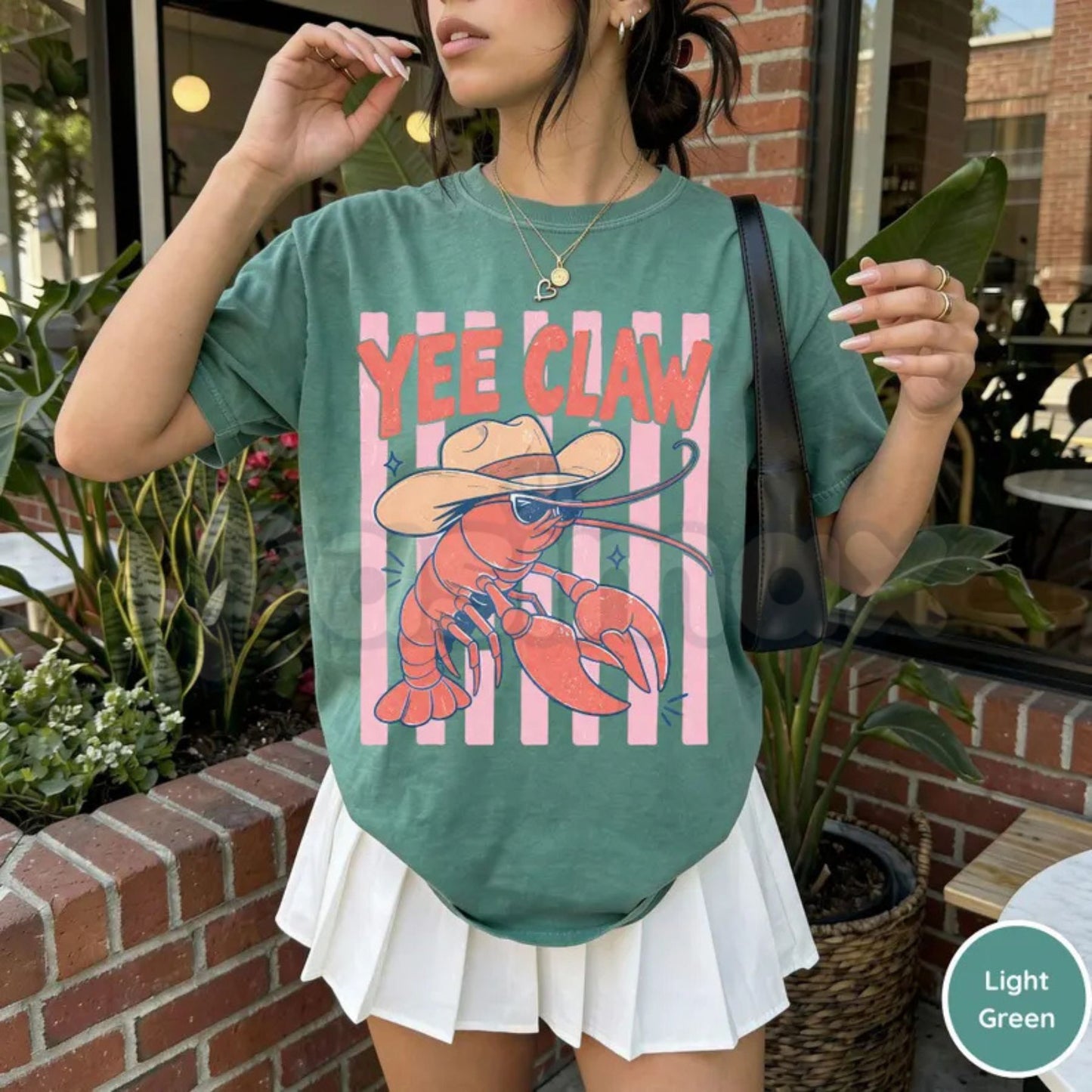 Comfort Colors® Vintage Lobster Cowboy T-Shirt – Trendy "Yee Claw" Western Beach Graphic Tee, Sarcastic Coastal Cowgirl Top, Funny Seafood Lover Gift