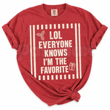 Comfort Colors® I'm The Favorite One Christmas T-Shirt – Custom Friends Matching Xmas Graphic Tee, Funny Holiday Squad Unisex Top & Gift