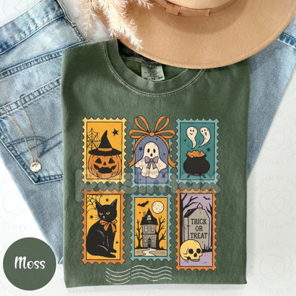 Halloween Cute Ghost Pumpkin Cat Shirt – Retro Ghost Tee, Spooky Cute Fall Outfit, Vintage Halloween Cat Shirt