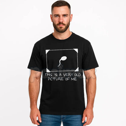 Funny Sperm Graphic Tee - "Very Old Picture of Me" T-Shirt, Trendy Unisex Streetwear, Witty Biology Humor Gift
