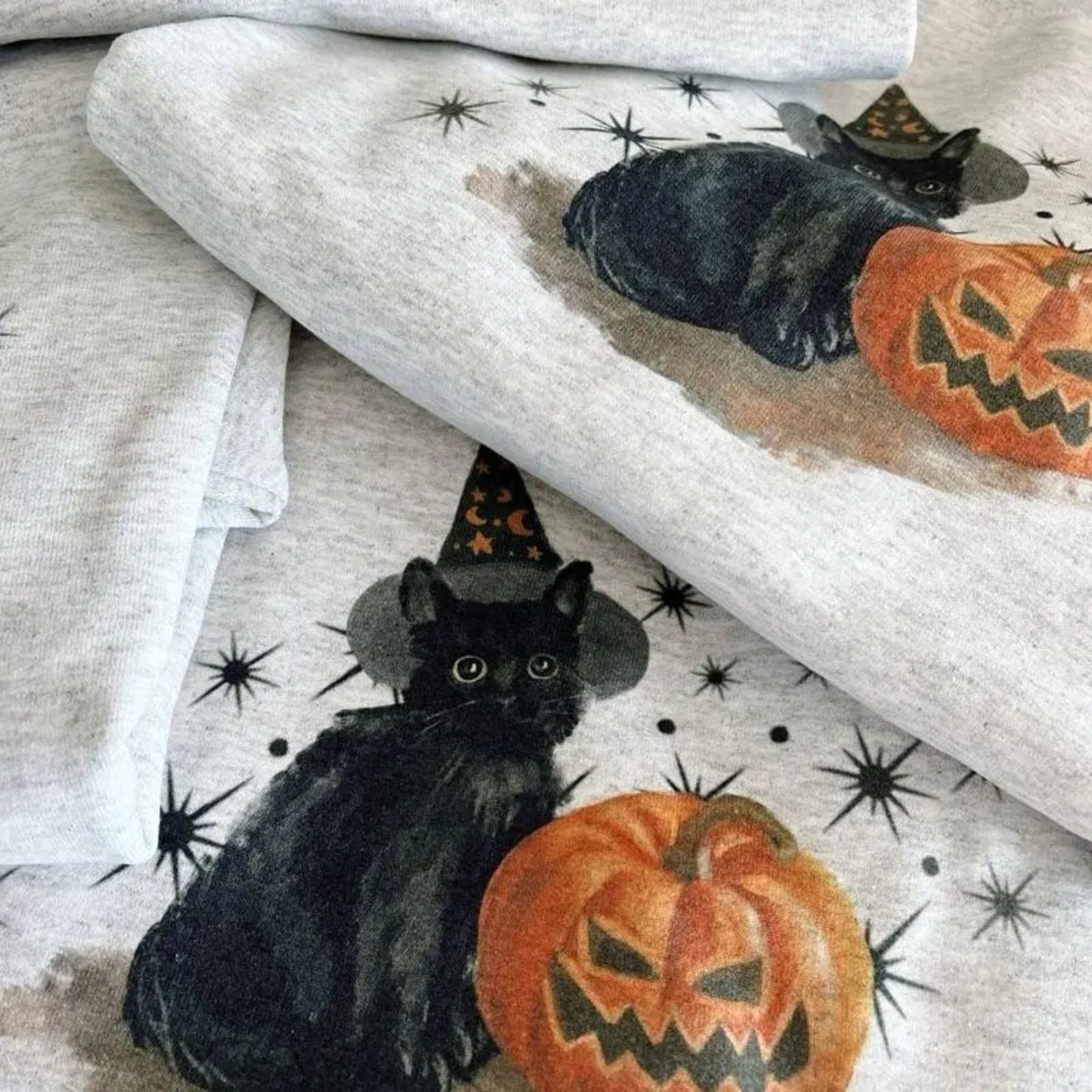 Spooky Cat Crewneck – Vintage Wash Halloween Cat Sweatshirt