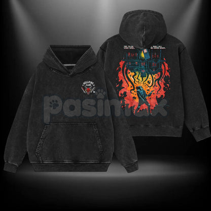 Eddie Munson Hellfire Club T-Shirt – Double Printed Acid Washed Oversize Tee, Stranger Things Inspired