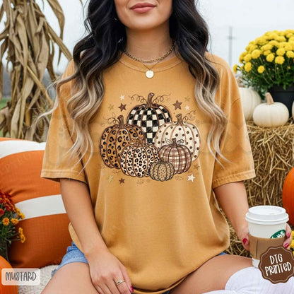 Comfort Colors® Fall Pumpkins T-Shirt – Trendy Vintage Autumn Harvest Graphic Tee, Cozy Women's Unisex Top