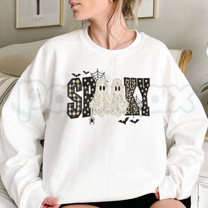 Preppy Bow Pumpkin Sweatshirt | Faux Embroidery Halloween Graphic Crewneck