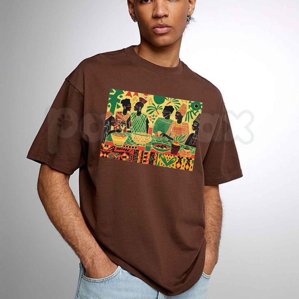 West African Dinner Scene T-Shirt – Cultural Heritage Gathering Unisex Graphic Tee