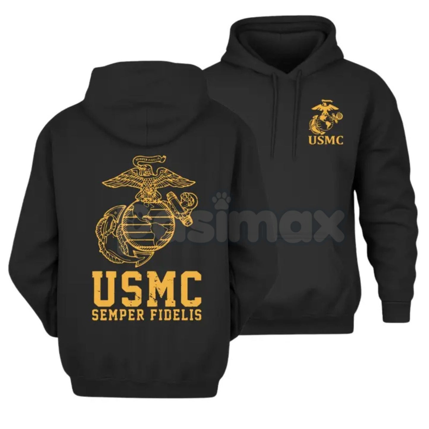 USMC Semper Fidelis Marine Corps Hoodie – Iconic Motto Pullover, Veteran & Active Duty Military Apparel, Unisex