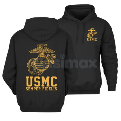 USMC Semper Fidelis Marine Corps Hoodie – Iconic Motto Pullover, Veteran & Active Duty Military Apparel, Unisex