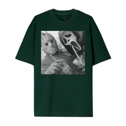 JASON & GHOSTFACE T-Shirt - Y2K 90s Graphic, Funny Halloween Tee, Unisex Horror Movie Shirt for Him & Her