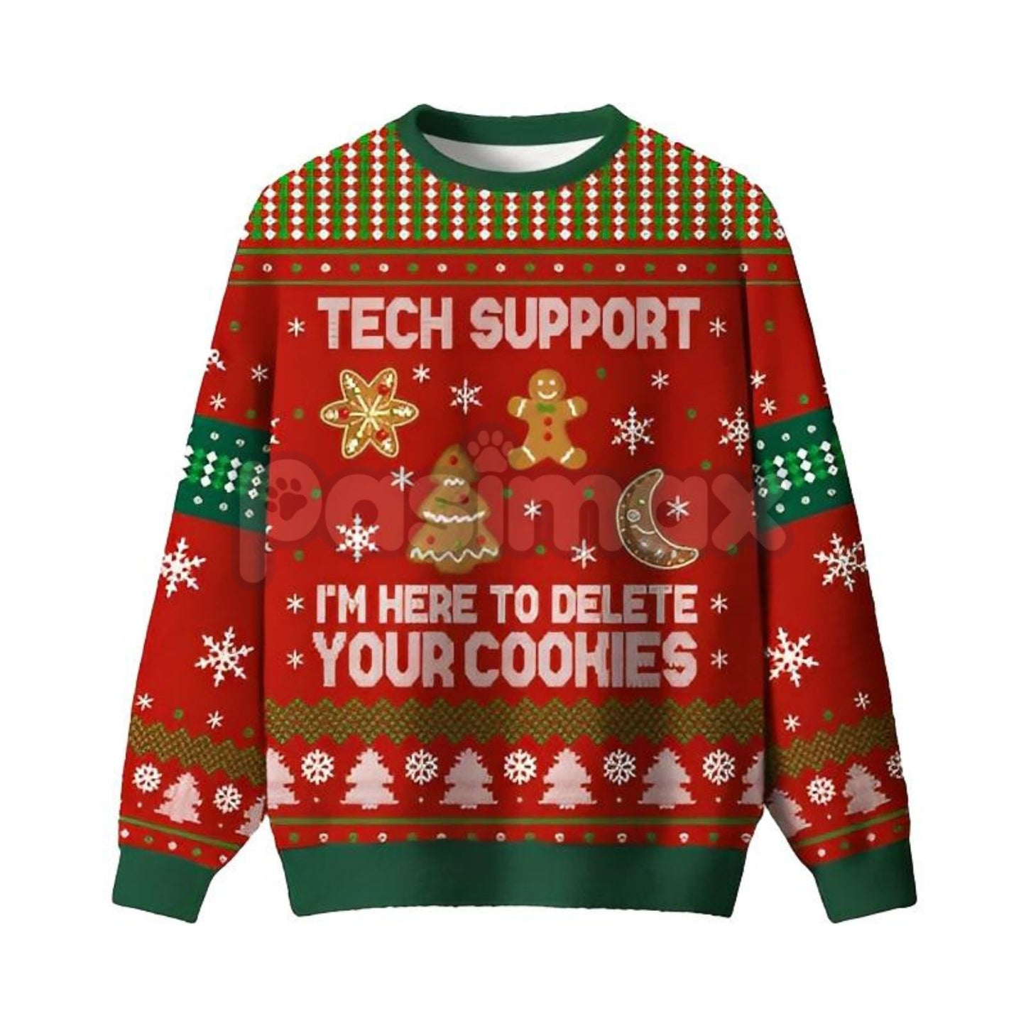 Geeksoutfit Retro Geek Sweater Ugly Christmas Jumper, Crew Neck Long Sleeve Holiday Knitwear for Men & Women
