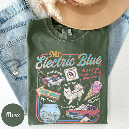 Retro America Band Tee – 2025 Concert Tour Merch, Vintage-Inspired Mr. Electric Blue Shirt, Classic Folk-Rock Fan Apparel