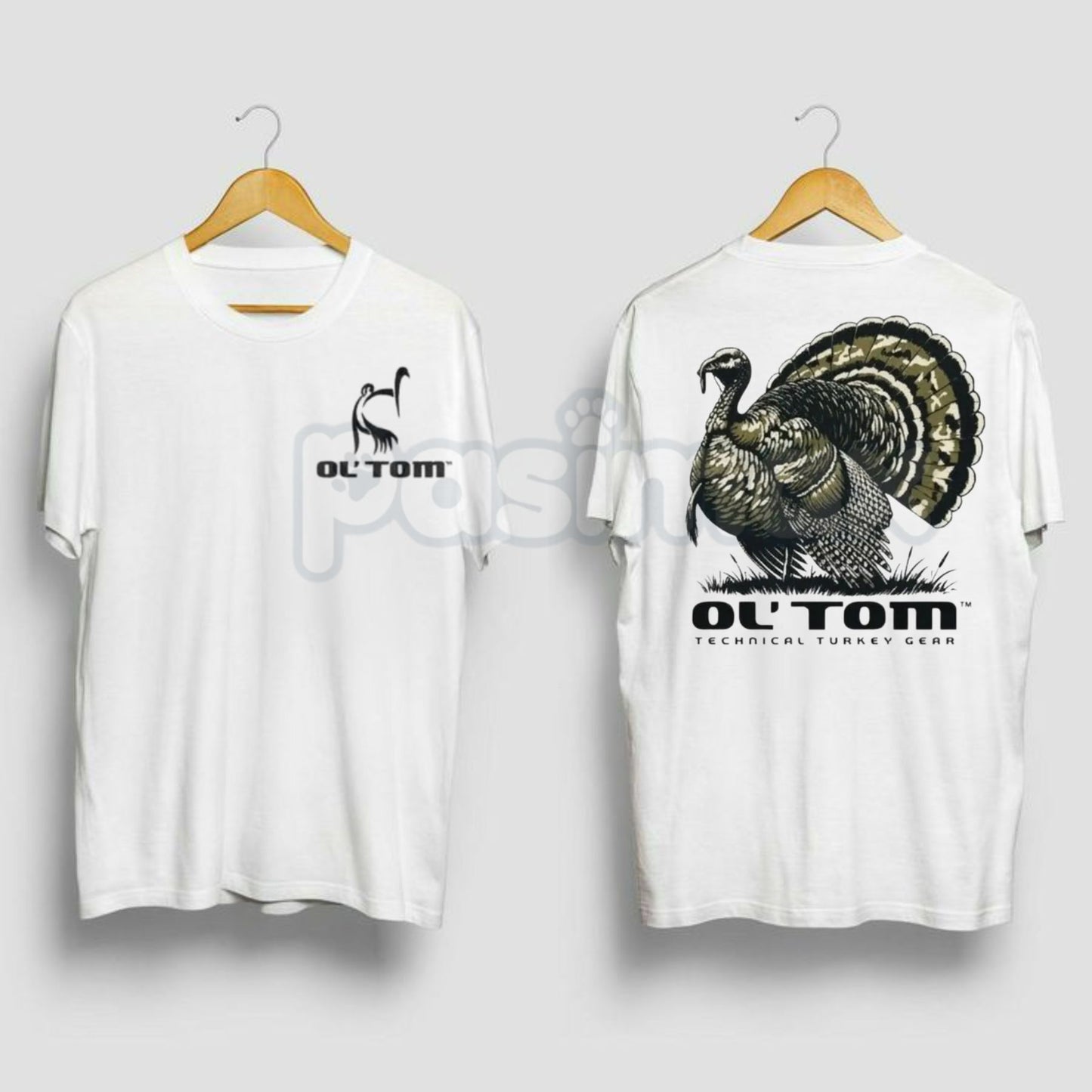 "Ol' Tom" Turkey Hunting 2-Sided T-Shirt – Vintage Strutting Gobbler Back Graphic, Premium 100% Cotton Wild Turkey Hunting Top, Soft Lived-In Heavyweight Outdoorsman Apparel, Made in USA