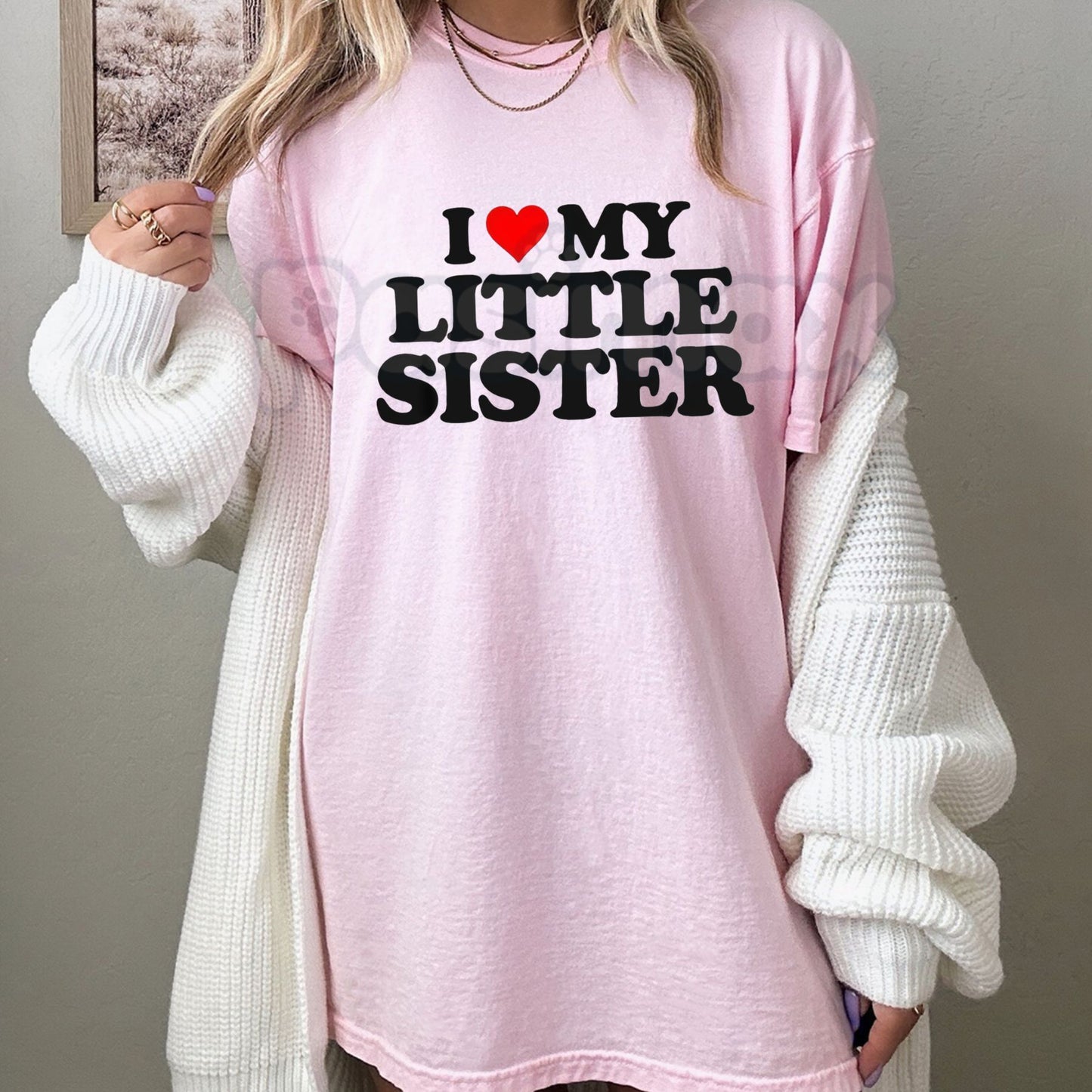 "I Love My Little Sister" T-Shirt - Made in USA Sibling Pride Tee, Best Big Brother/Sister Gift, Premium American-Made Family Apparel