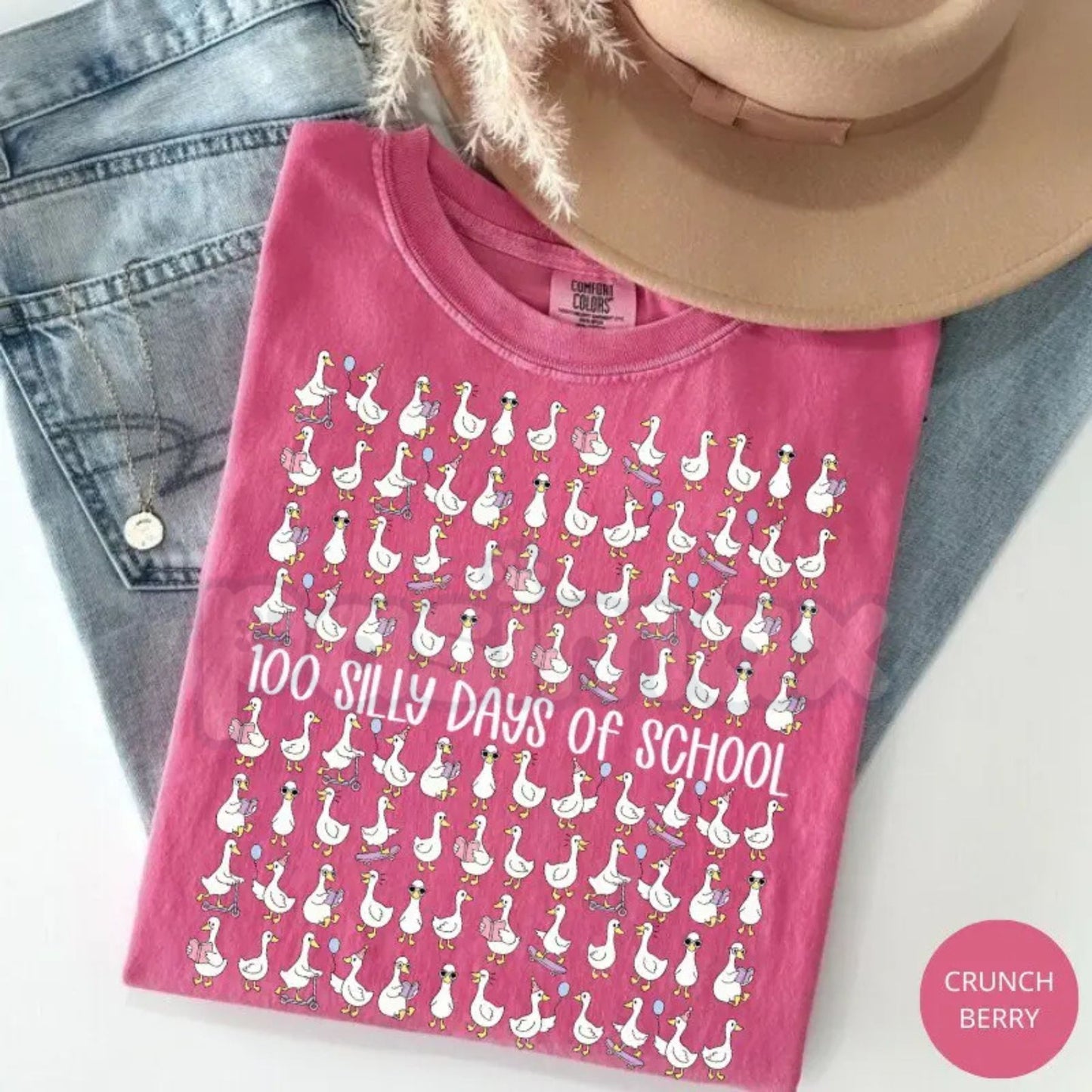 Comfort Colors® 100 Days of Herding Silly Geese T-Shirt – Funny Teacher 100th Day Celebration Tee, Official Goose Wrangler Shirt, Vintage Educator Graphic Top