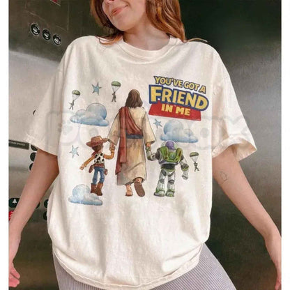 Comfort Colors® Retro Jesus You've Got A Friend In Me T-Shirt – Christian Faith Friendship Graphic Tee, Vintage Worship Unisex Top & Gift