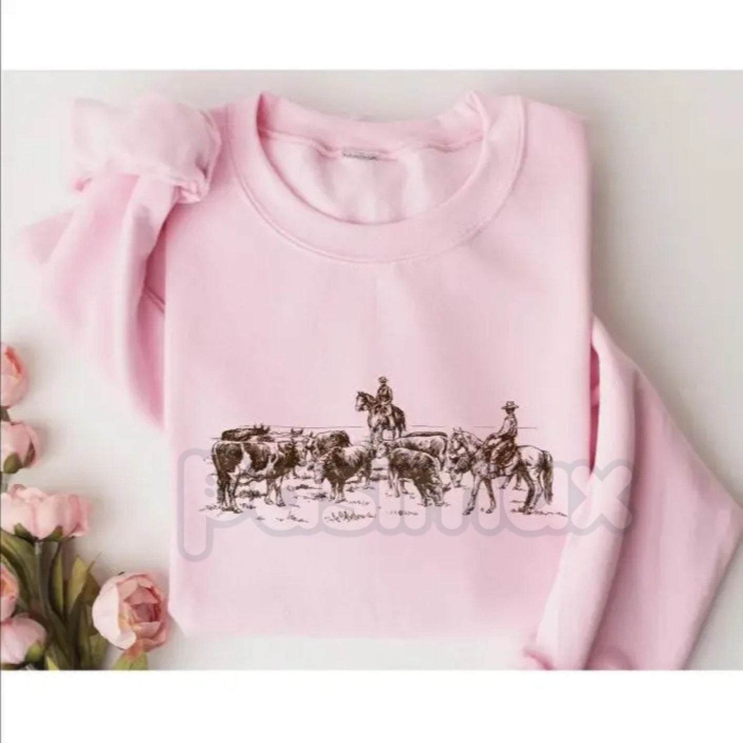 Retro Desert Cowboy Sweatshirt | Western Ranch Heritage Crewneck | Vintage Southwest Landscape Jumper | Unisex Country Sunset Pullover | Aesthetic Cowboy Boots & Cacti Graphic