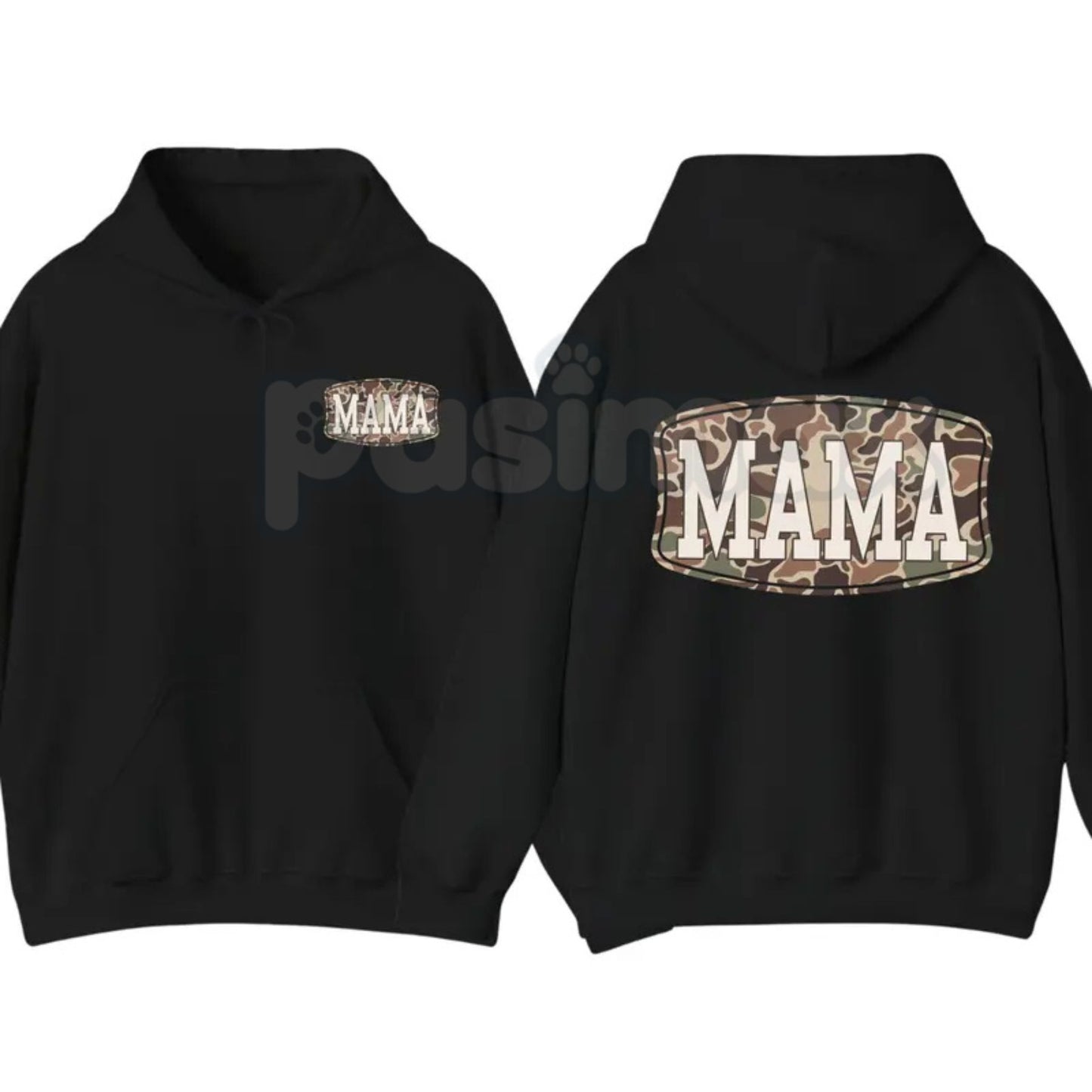 Camo Mama 2-Sided Hoodie – Rugged Outdoor Mom Pullover, Hunting & Country Aesthetic Streetwear, Double-Sided Graphic Sweatshirt