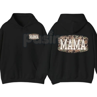 Camo Mama 2-Sided Hoodie – Rugged Outdoor Mom Pullover, Hunting & Country Aesthetic Streetwear, Double-Sided Graphic Sweatshirt