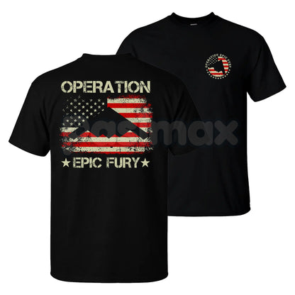 Operation Eric Fury Military T-Shirt - B-2 Spirit & F-35 Lightning II Stealth Tee, Premium 100% Cotton Aviation Graphic Shirt, Tactical Air Force Fan Top, Modern Stealth Bomber Streetwear, Unique Gift for Pilots & Veterans