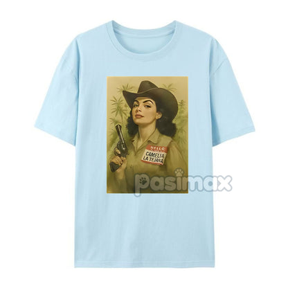 Camelia la Tejana T-Shirt - Iconic Folk Legend Apparel, Contrabando y Traición Merch
