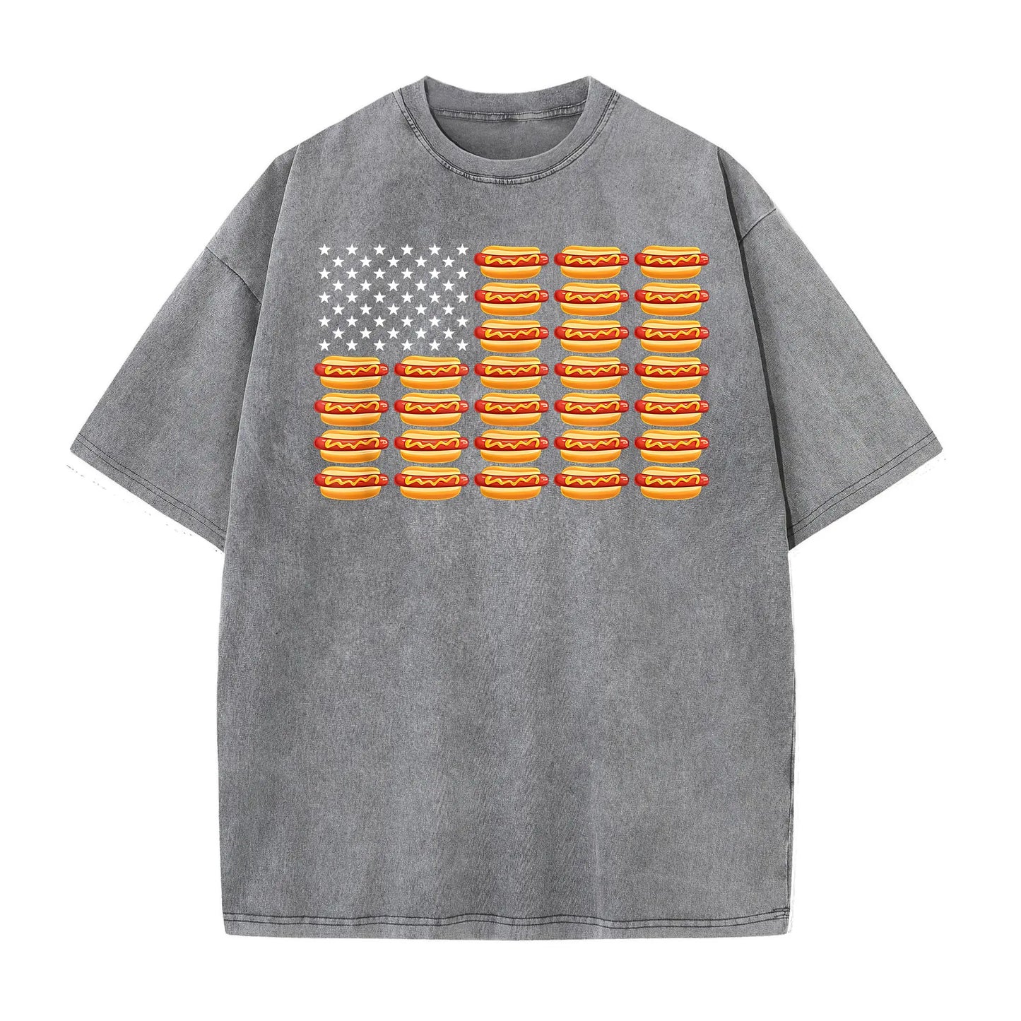 Funny July 4th Hot Dog T-Shirt – Retro American Flag Patriotic Summer BBQ Tee, Vintage Washed Lightweight Cotton Glizzy Freedom Top