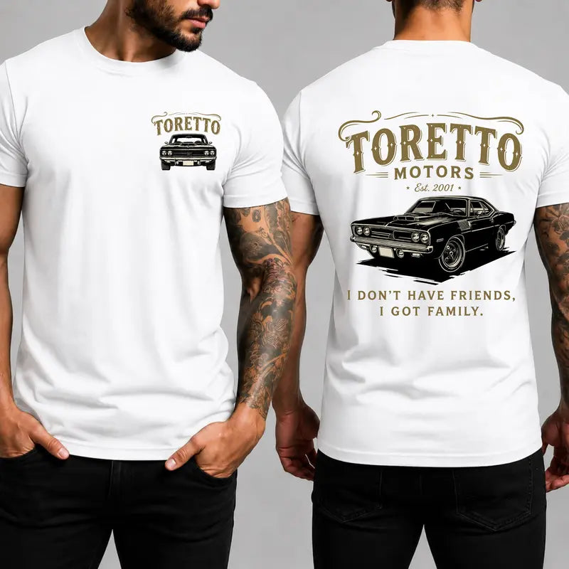 Toretto Motors Vintage Racing T-Shirt – Retro Muscle Car Classic Garage Graphic Tee