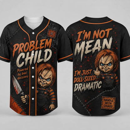 Unisex Horror Graphic Print Baseball Jersey – Slasher Theme Button-Up & Spooky Party Wear