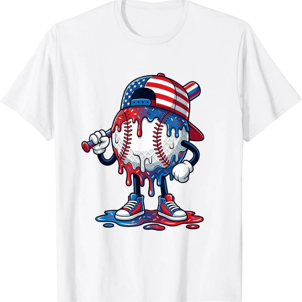 Baseball Drip Patriotic Ice Cream US Flag Shirt | 4th of July 